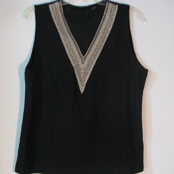 Emery Rose Tops - Emery Rose Top Large NWT New Black Eyelet Blouse Rich Embroidery